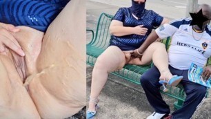 Hijab Muslim MILF let Stranger at Bus Stop Cum twice on her Pussy - BBW SSBBW Pissing Big Load, Pee