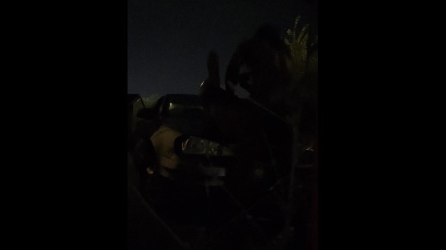 Fucking on Hood of Car almost Caught