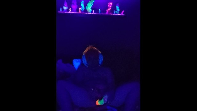 Loud Moaning Whimpering Orgasm on a Glowing Alien Cock under Blacklight