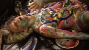 Painting each others Bodies, while Painted by Artist, Painted Footage