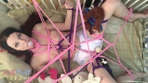 ABDL24/7 Diapered Spider Bondage in Crib