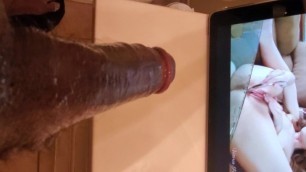 Stroking my BBC while Pussy Gaga Squirts CUM TRIBUTE