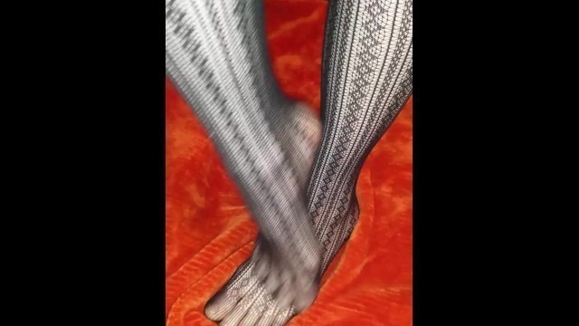 Fishnet Foot Tease with Small Cute Feet from BabyB