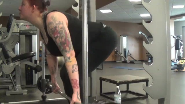 Chubby Tattooed Girl Deadlifts at the Gym [2015]