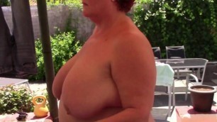 Spying on a Hot BBW Mature with Huge Boobs