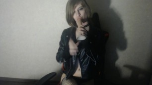 Blowjob and Anal Fuck in Leather Jacket