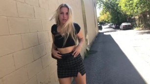 Cute Blond Teen Public up Skirt Panties Tease