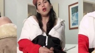 shemale winter outfit masturbation with hot cumshot (part 1)