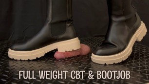 Fullweight Cock Trample & Bootjob in Leather Boots with TamyStarly - Ballbusting CBT