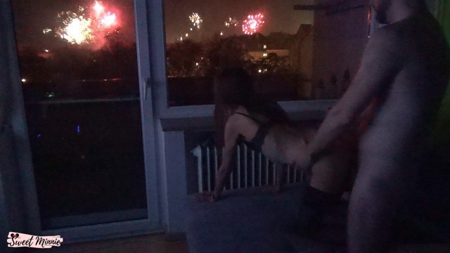 Cutie Fucked in Front of Window during new Year's Eve Fireworks - Sweet Minnie